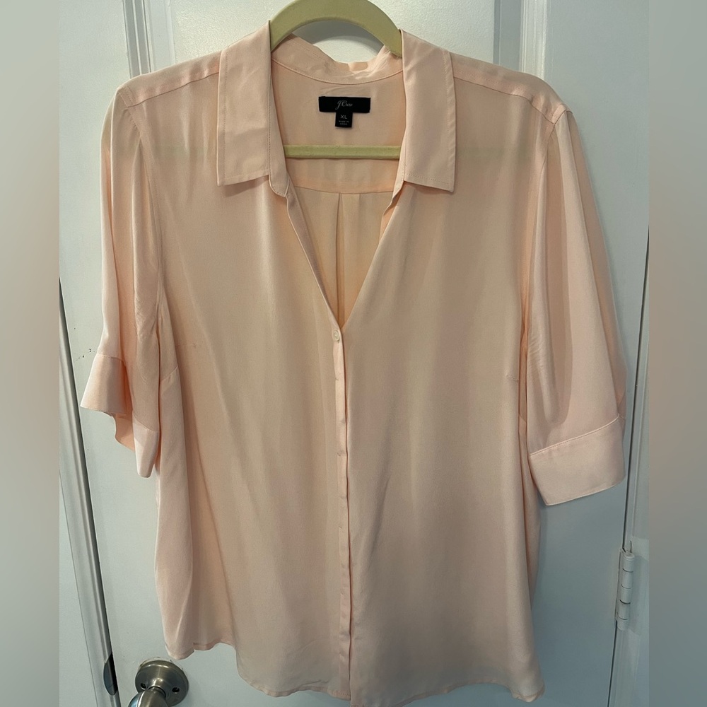 J.Crew short sleeve silk button down XL